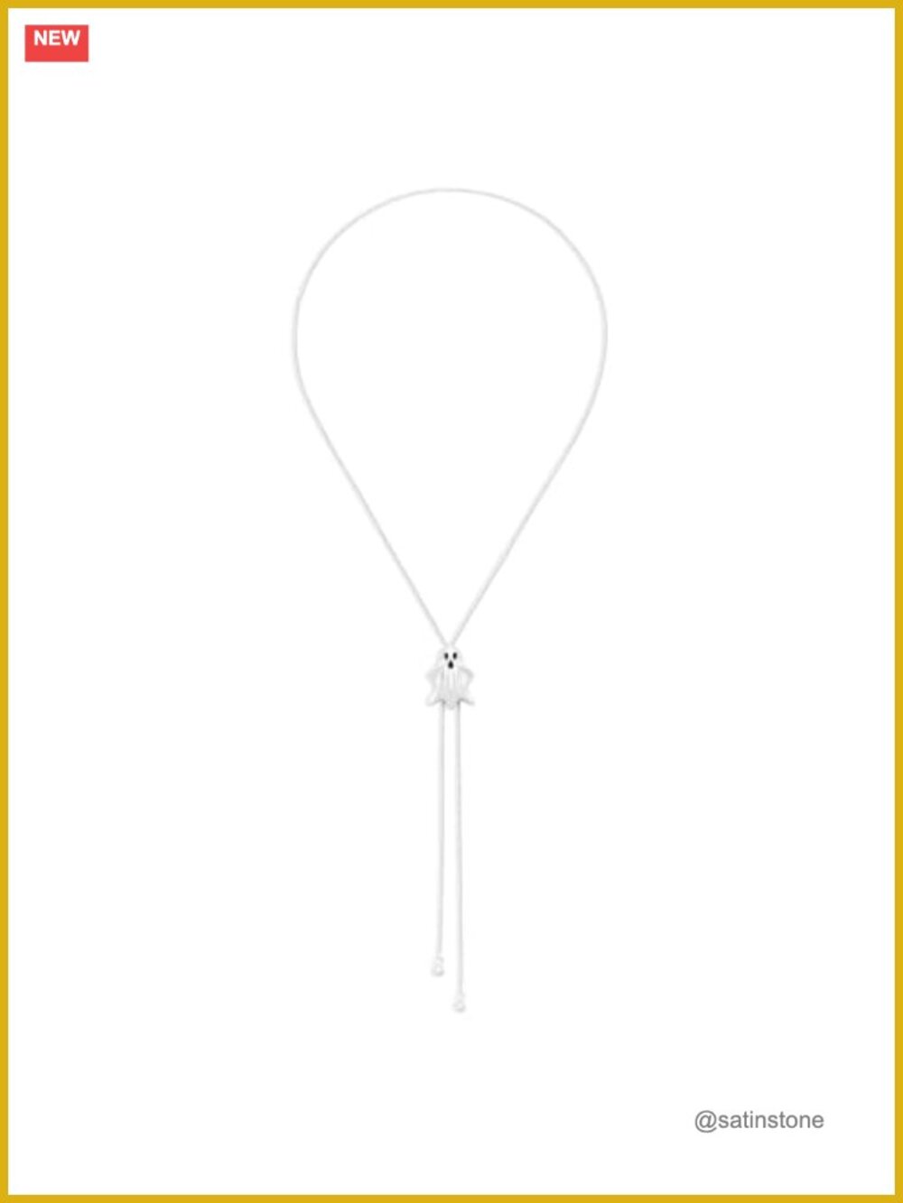 14K Gold Plated Ghost Pendant Necklace Long Lariat Halloween Jewelry Women